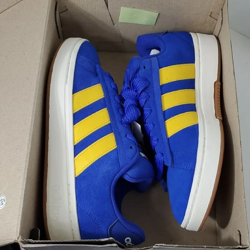 Adidas Grand Court Alpha 00s Sneakers Men's 12 Blue Yellow Suede NIB - Picture 8 of 9